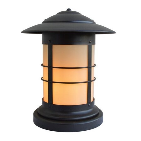 Arroyo Craftsman 14" Newport Column Mount, Black, Gold White Iridescent Glass NC-14GW-BK